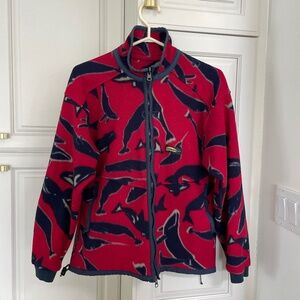 Chlorophylle Technical Fleece Jacket Stunning Whale Theme Womens M 2 Way Zip